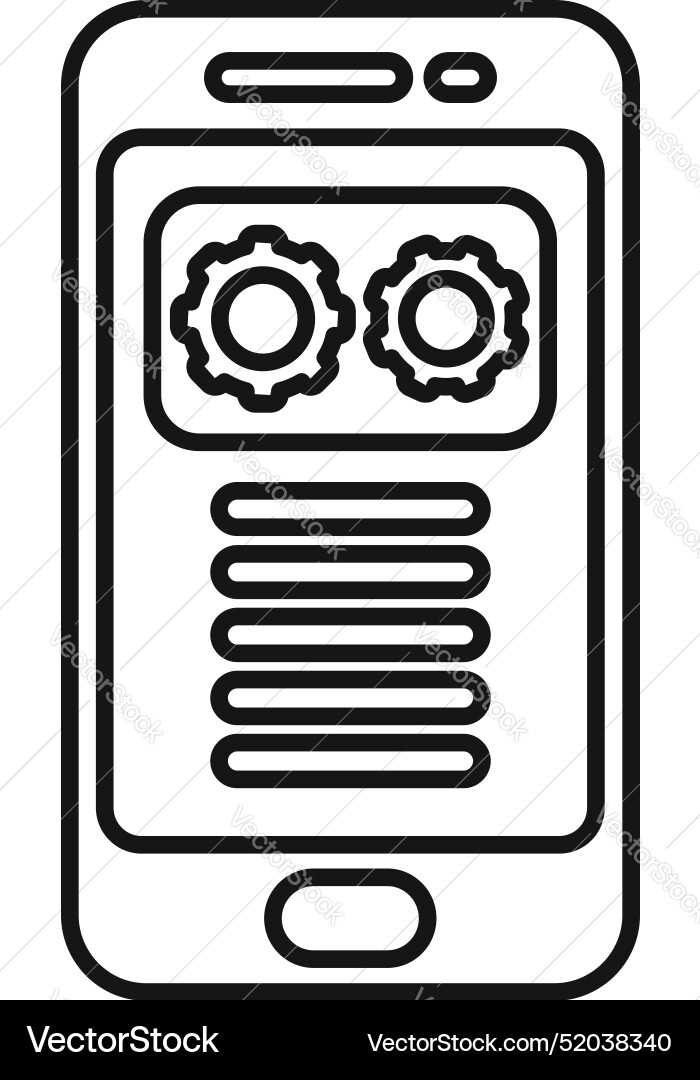 Smartphone showing gears on screen symbolizing Smartphone showing gears on screen symbolizing vector image