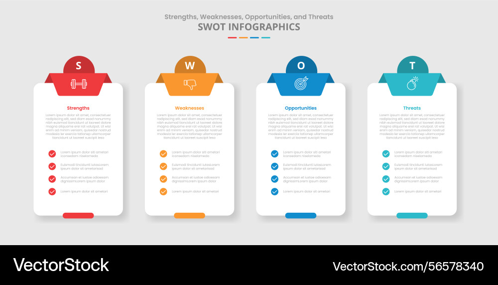 Swot analysis for infographic with drop shadow Swot analysis for infographic with drop shadow vector image