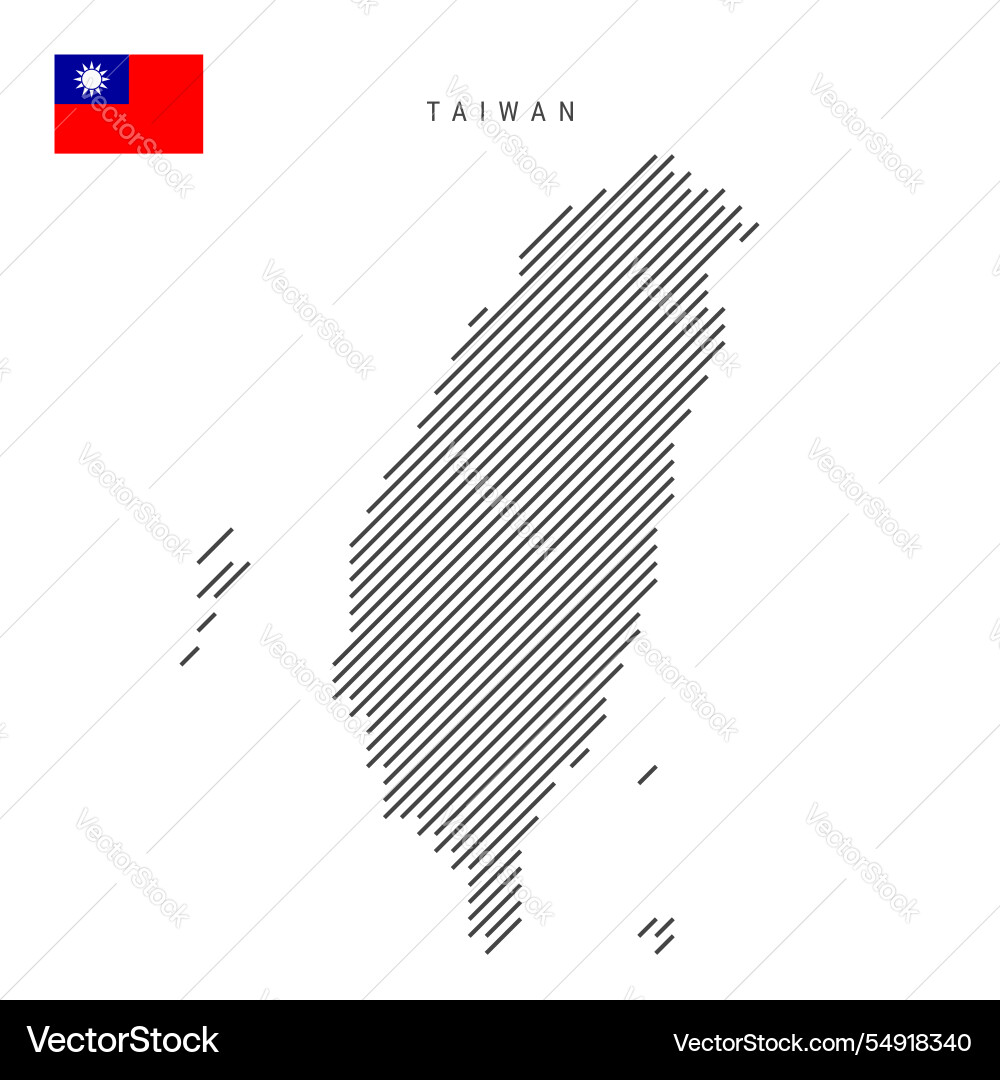 Taiwan map from pattern of black slanted parallel Taiwan map from pattern of black slanted parallel vector image
