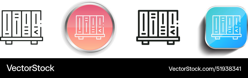 Bookshelf icon thin linear regular and button Bookshelf icon thin linear regular and button Vector Image