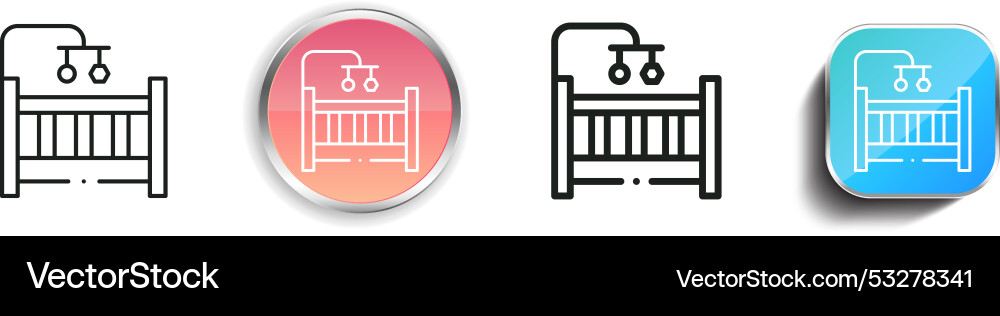 Crib icon thin linear regular and button style Crib icon thin linear regular and button style Vector Image