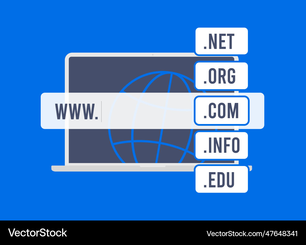 Domainname registrieren - suchen und kaufen Domainname registrieren - suchen und kaufen vektorbild