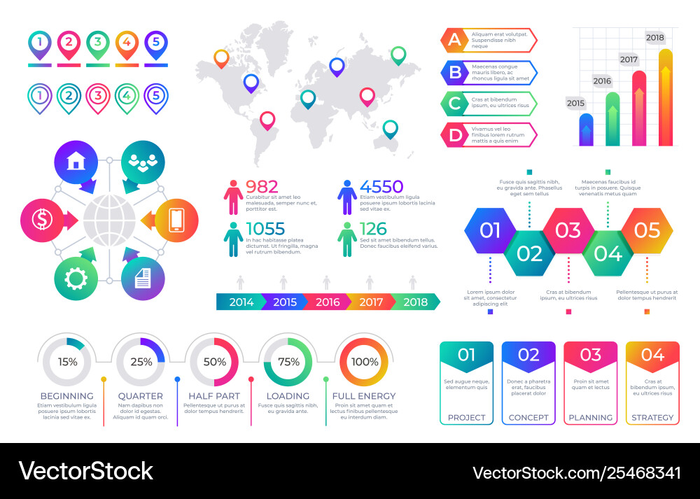 Infografische Diagrammzeitdiagramme Lizenzfreier Vektor