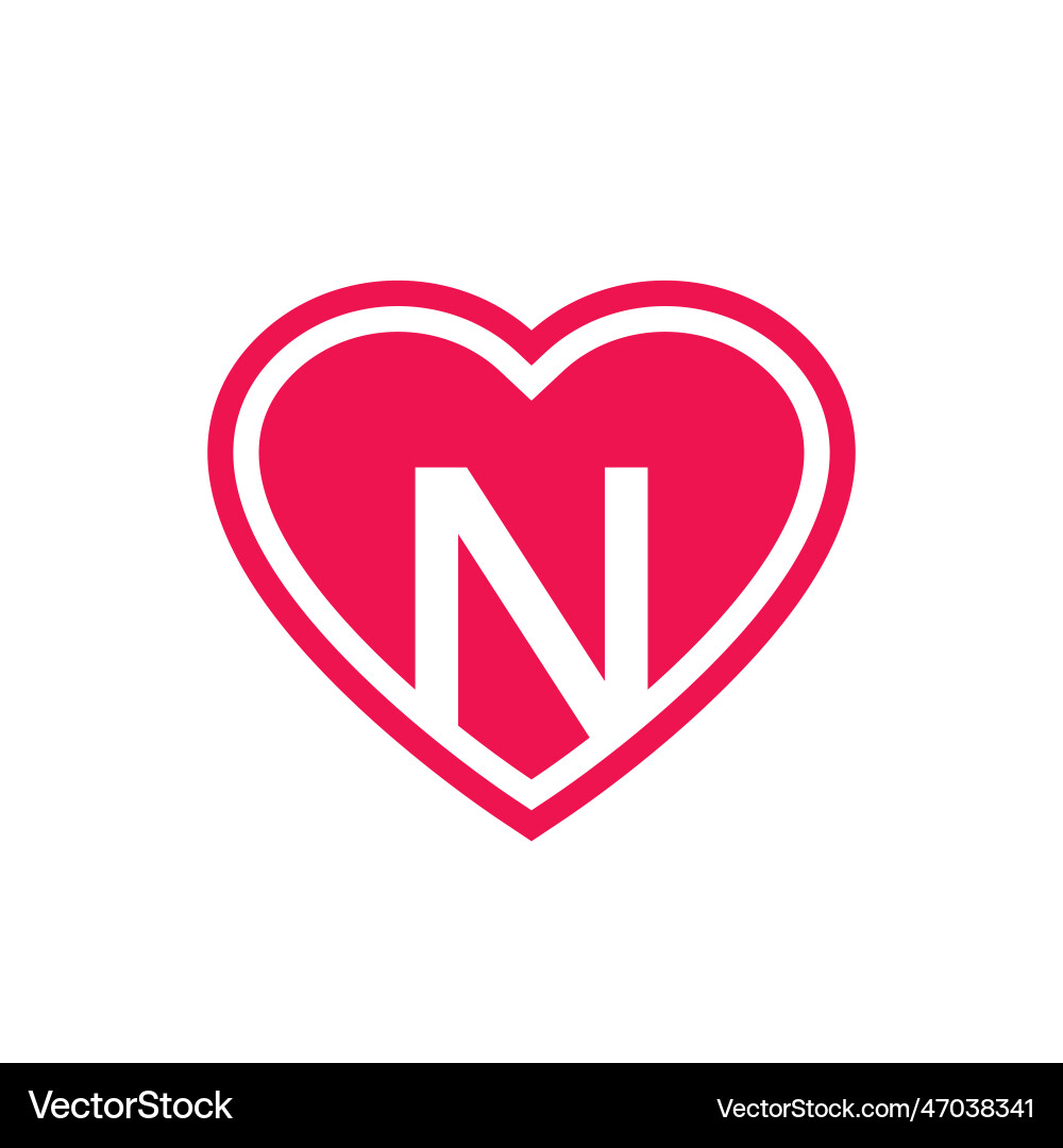 Letter n heart logo initial love icon – Royalty-Free Vector | VectorStock, image size:1000x1080
