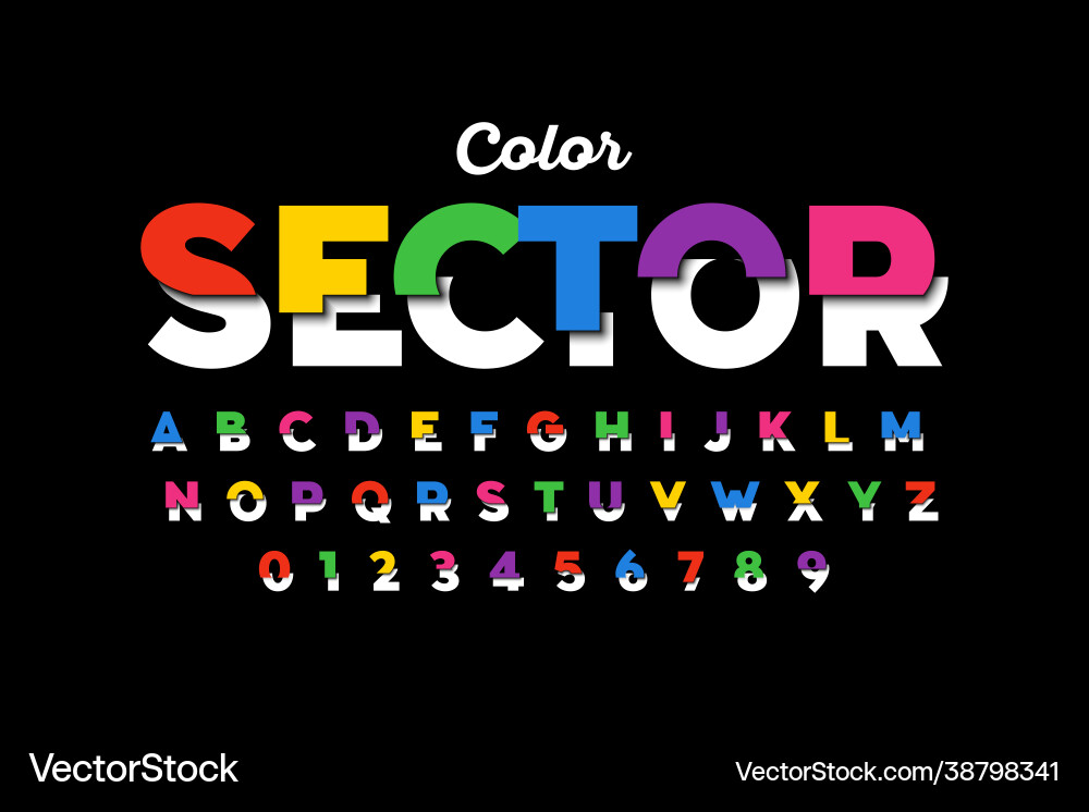 Modern colorful style sliced font Modern colorful style sliced font vector image