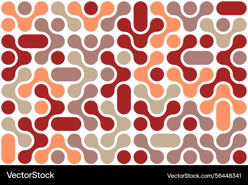 Retro warm toned abstract shape pattern design vector image