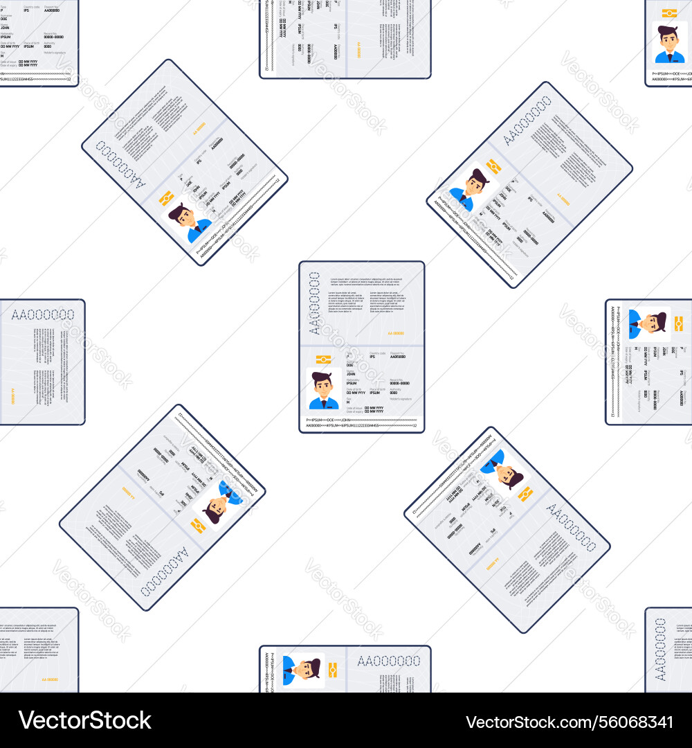 Seamless pattern with biometric passport open Seamless pattern with biometric passport open vector image