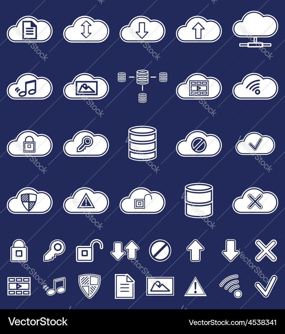 Silhouette cloud storage data analysis network Vector Image