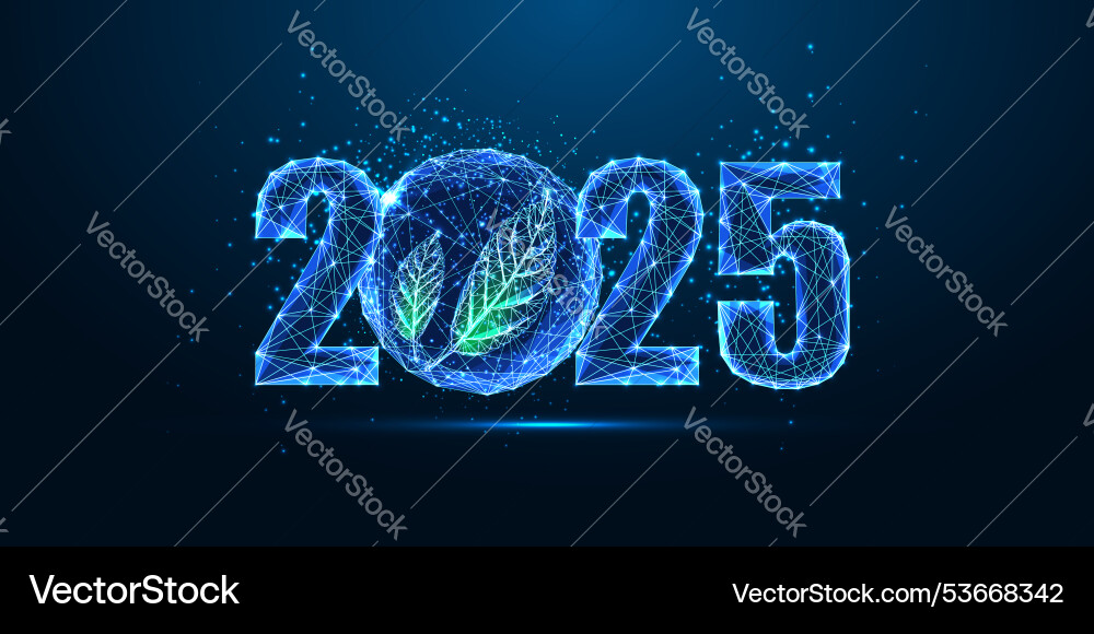2025 sustainable new year concept with glowing 2025 sustainable new year concept with glowing vector image