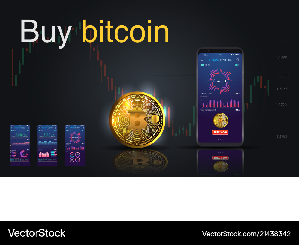 Bitcoin Symbol der goldenen Farbe auf dem Bildschirm Telefon Vektorbild