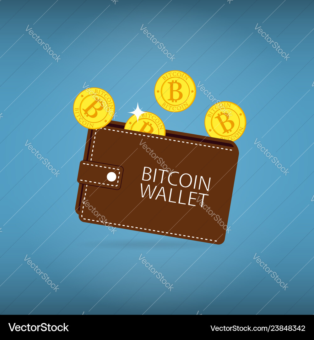 Bitcoin Wallet with Coins – Royalty-Free Vector | VectorStock