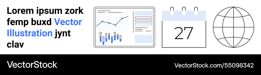 Data and analytics with calendar globe icon Data and analytics with calendar globe icon vector image