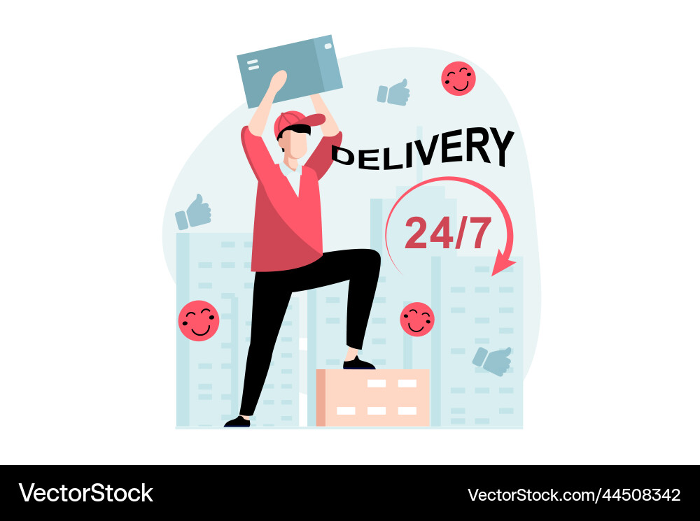 Delivery service concept with people scene in flat Delivery service concept with people scene in flat vector image