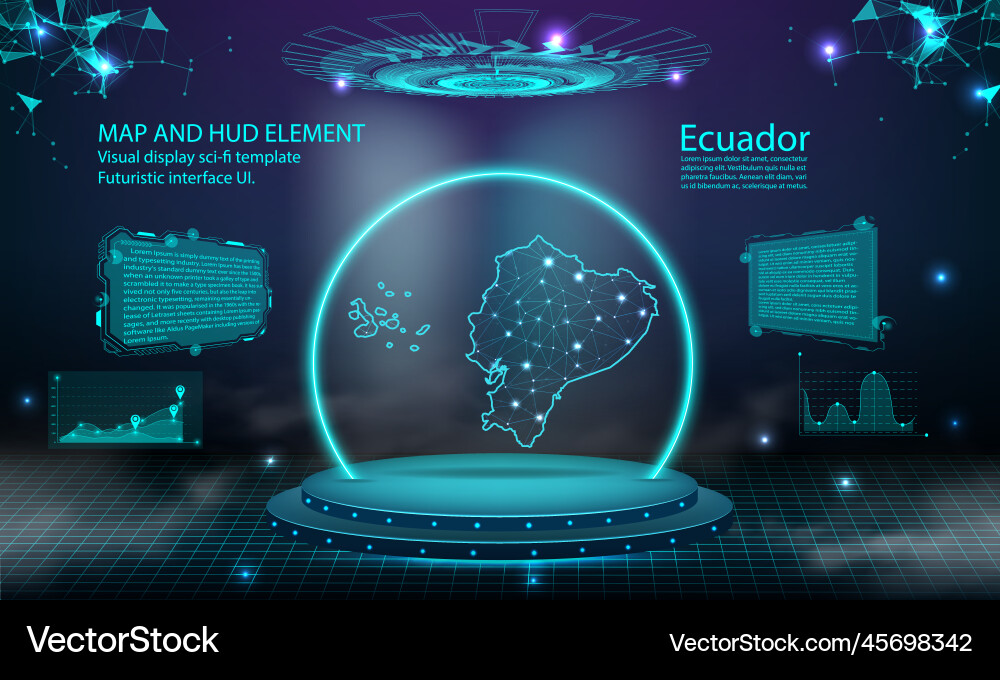 Futuristic Ecuador Map with Connection Effect vector image