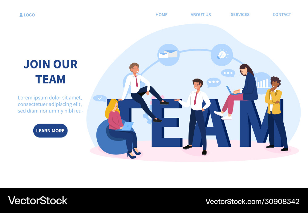 Join our team or business teamwork concept Join our team or business teamwork concept vector image