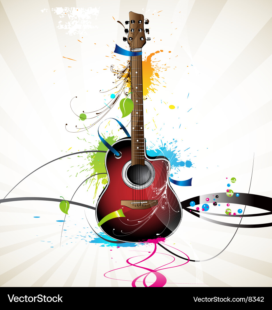 Six String Acoustic Guitar Vector Image