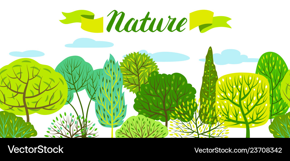 Spring or summer background with stylized trees Spring or summer background with stylized trees vector image