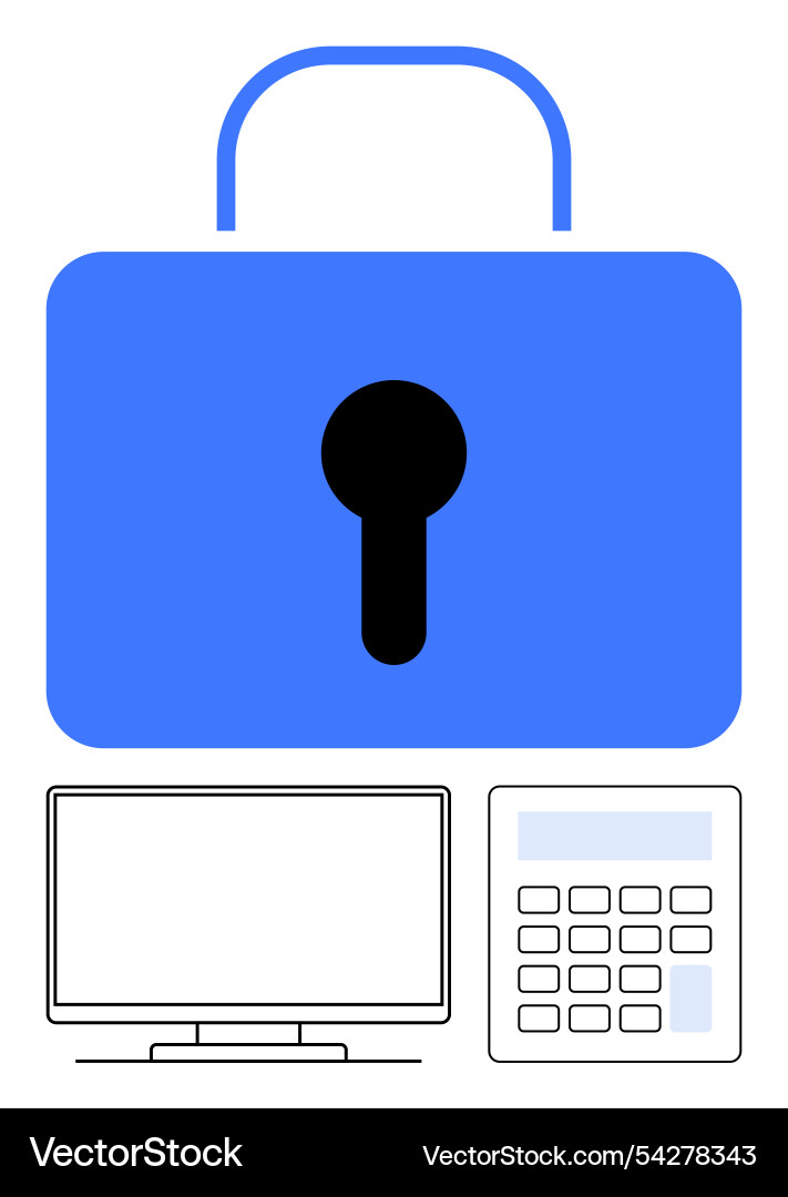 Digital security concept with padlock computer Digital security concept with padlock computer vector image