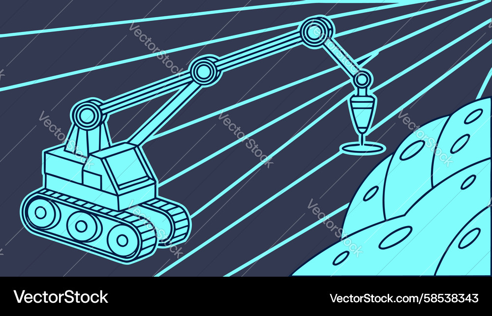 Futuristic Mining Robot on Planet Vector Image
