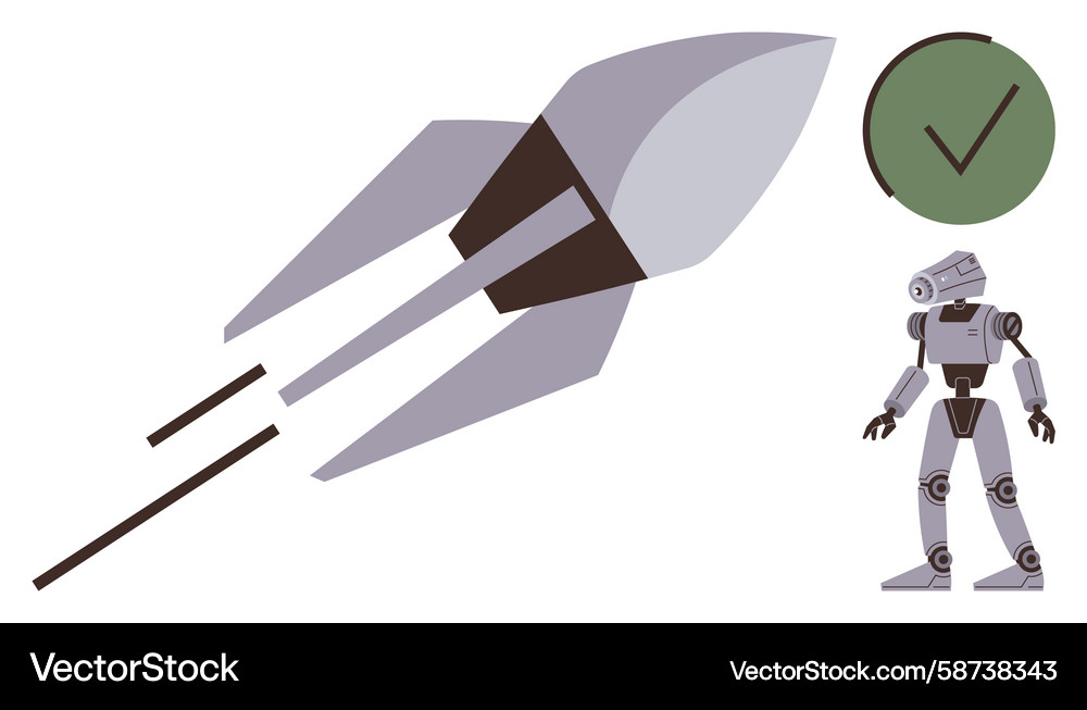 Futuristic Rocket Launch with Robot Vector Image