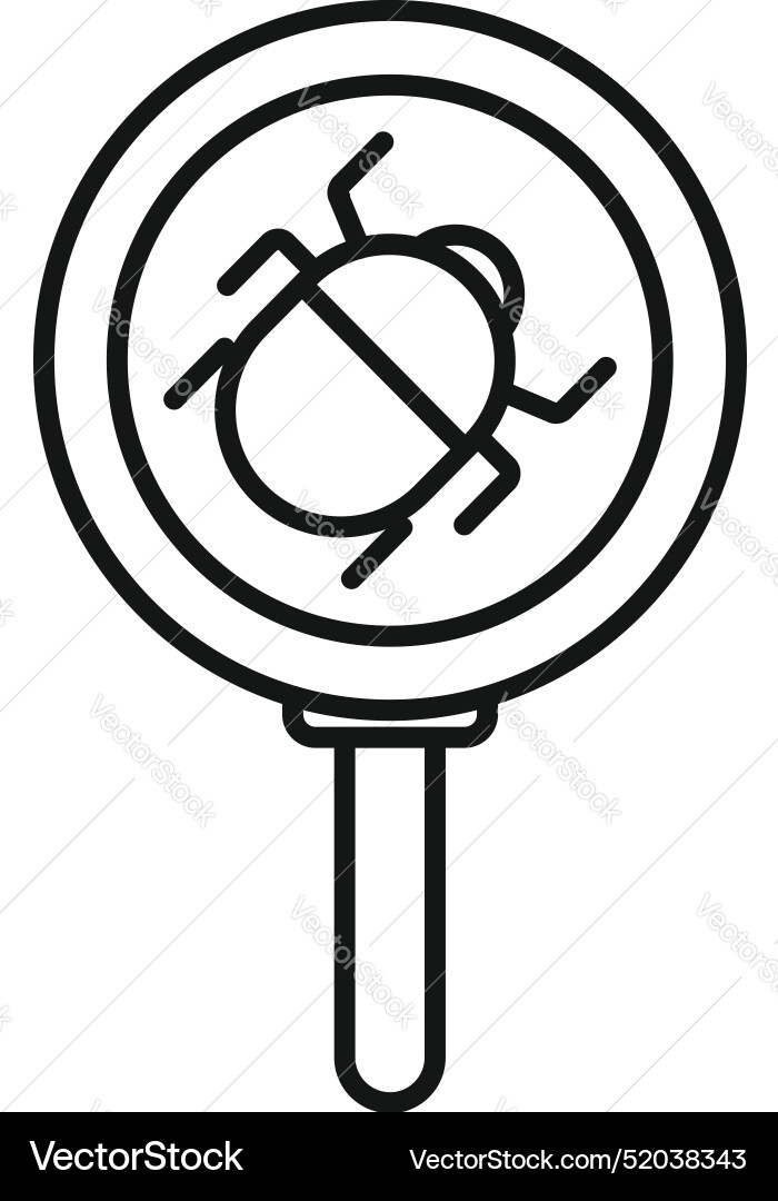 Magnifying glass detecting bug icon system error Magnifying glass detecting bug icon system error vector image