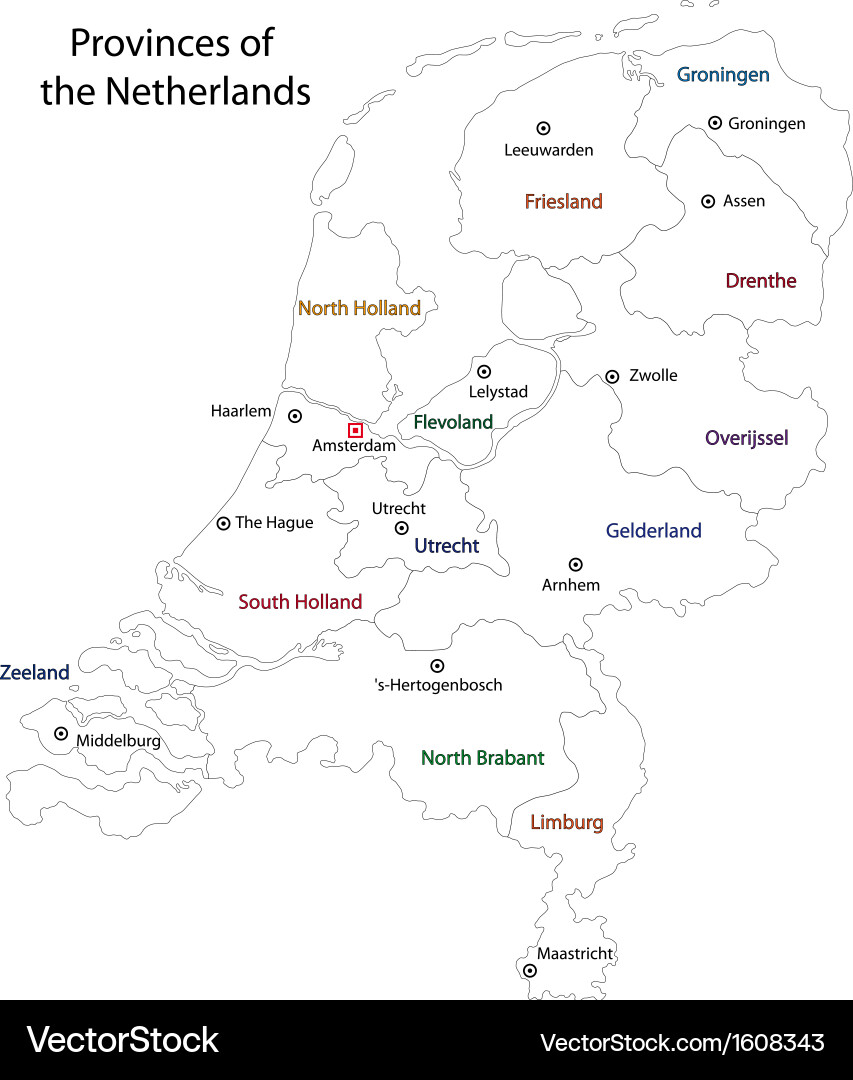 Netherlands Map Outline Vector Image