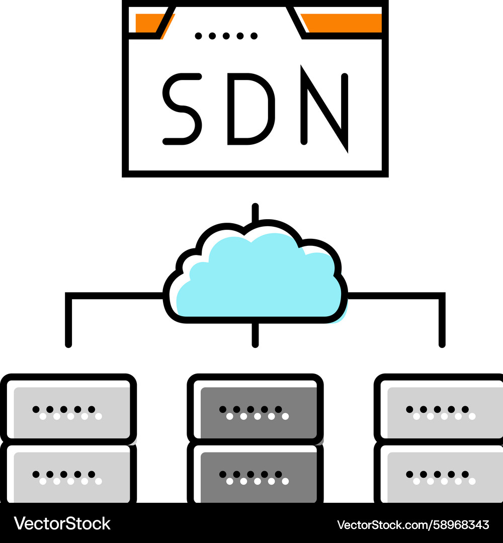 Software defined network data center color icon Vector Image