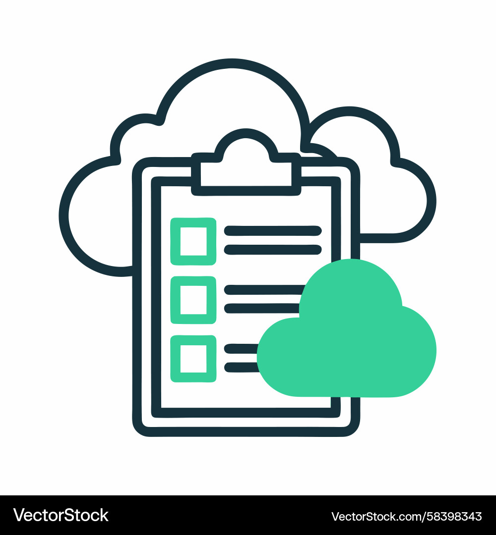 Task Management Checklist with Cloud Icon Vector Image