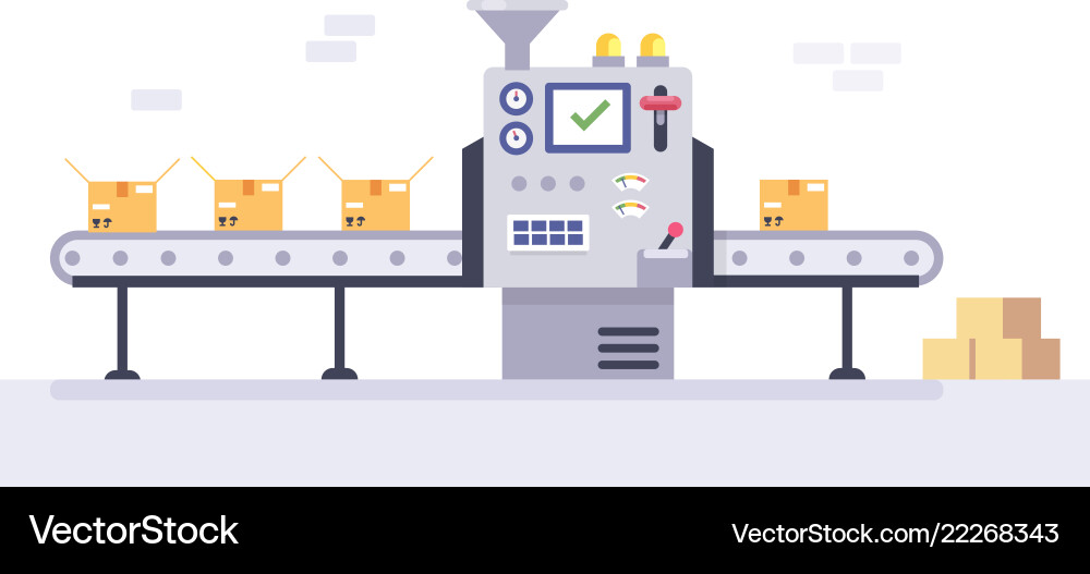 Technologie- und Verpackungskonzept im flachen Stil Technologie- und Verpackungskonzept im flachen Stil vektorbild