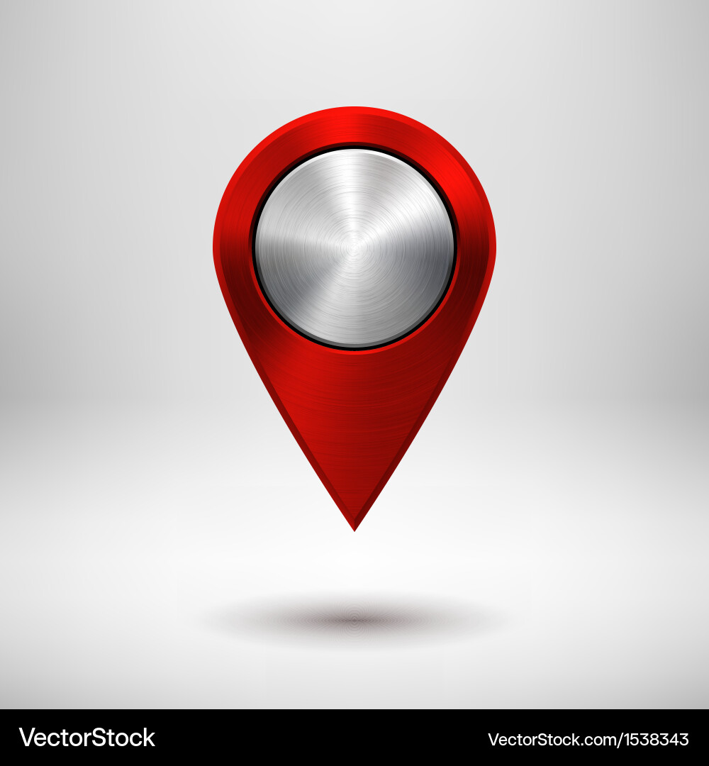 Technology map pointer with red metal texture vector image