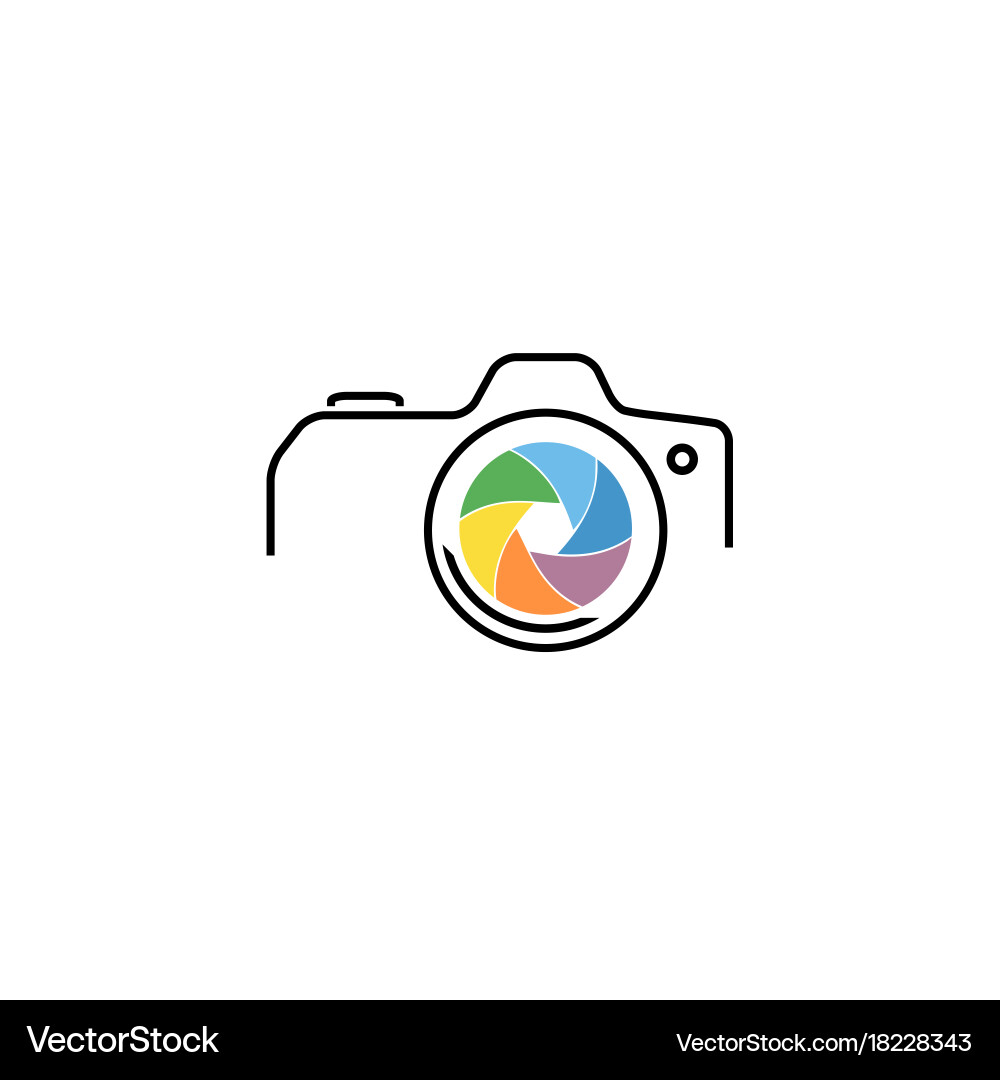 Thin line flat camera icon Royalty Free Vector Image