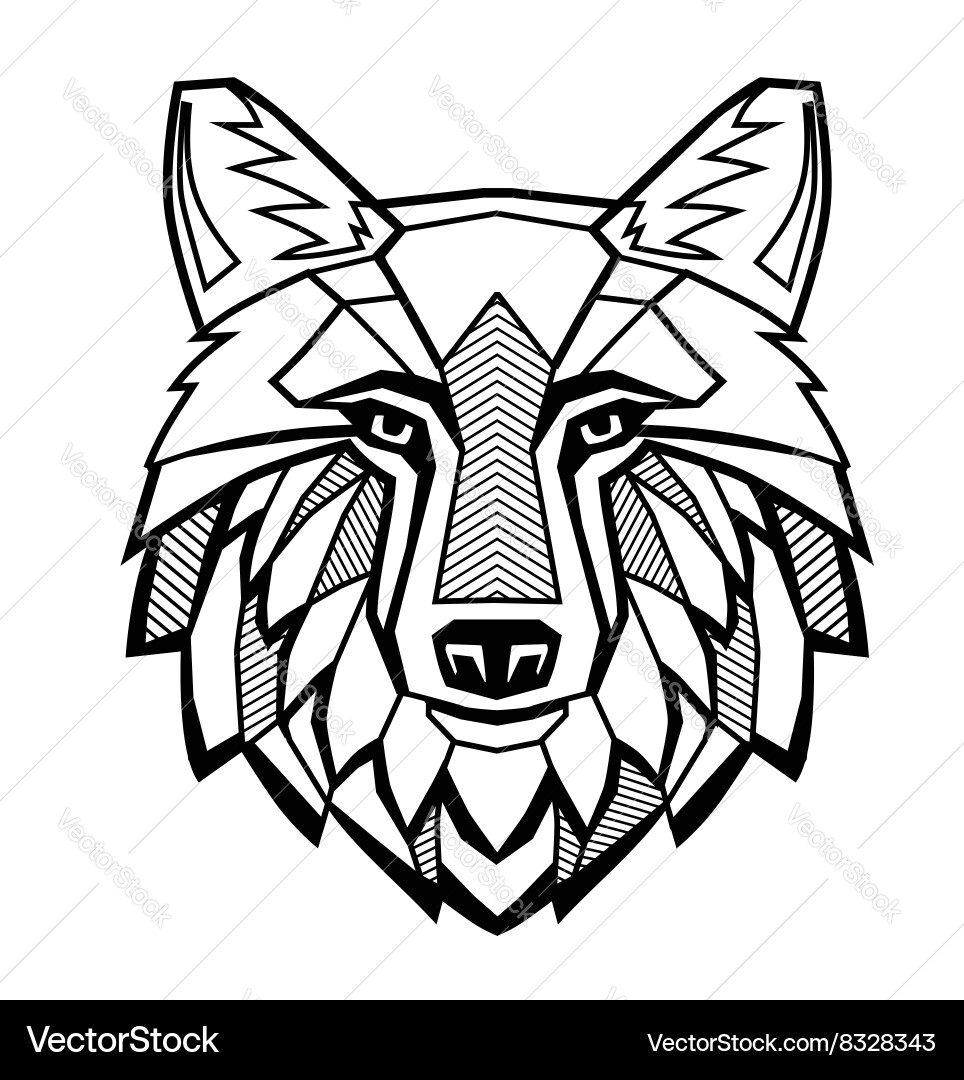 Tribal Wolf Head Ornament vector image