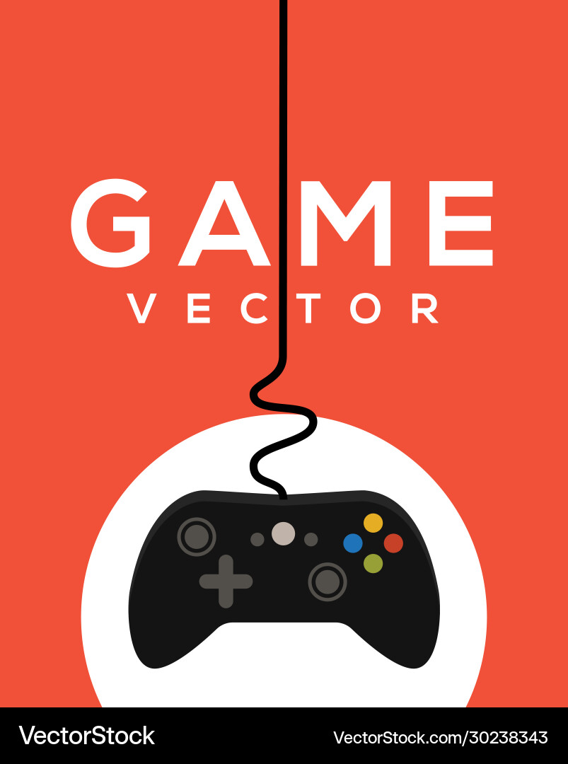Video game logo poster control joystick Video game logo poster control joystick vector image