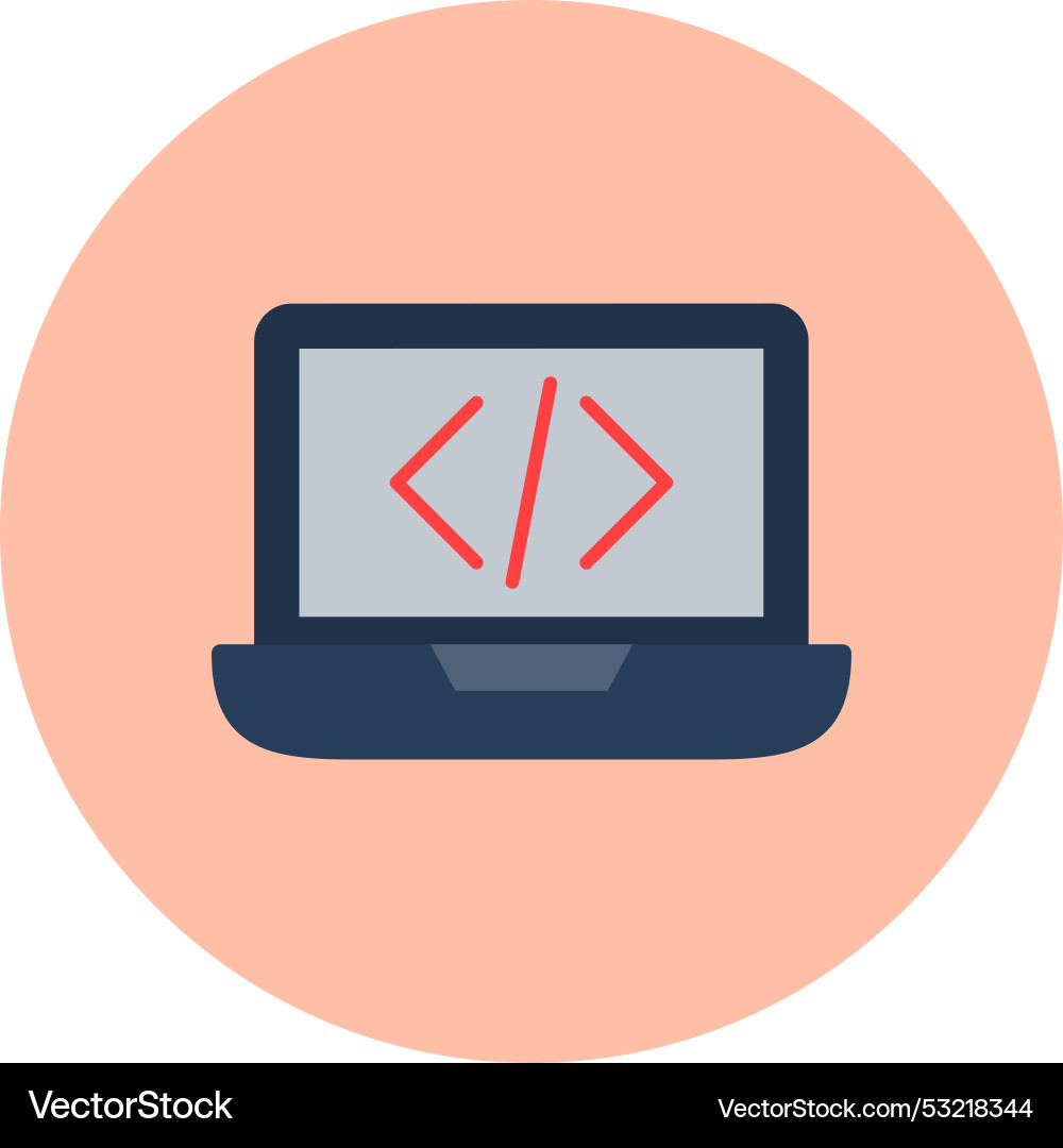 Coding flat circle icon vector image