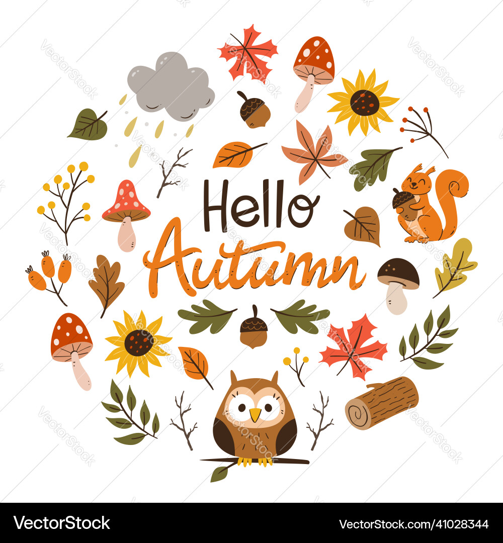 Colorful floral autumn background Vector Image