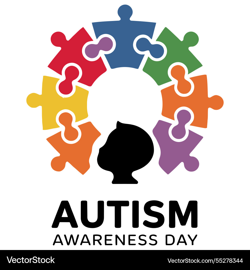 Flat color autism awareness logo Royalty Free Vector Image