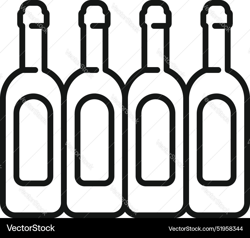 Four bottles standing in a row forming group Vector Image