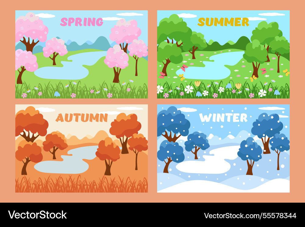 Four seasons summer winter spring and autumn Vector Image