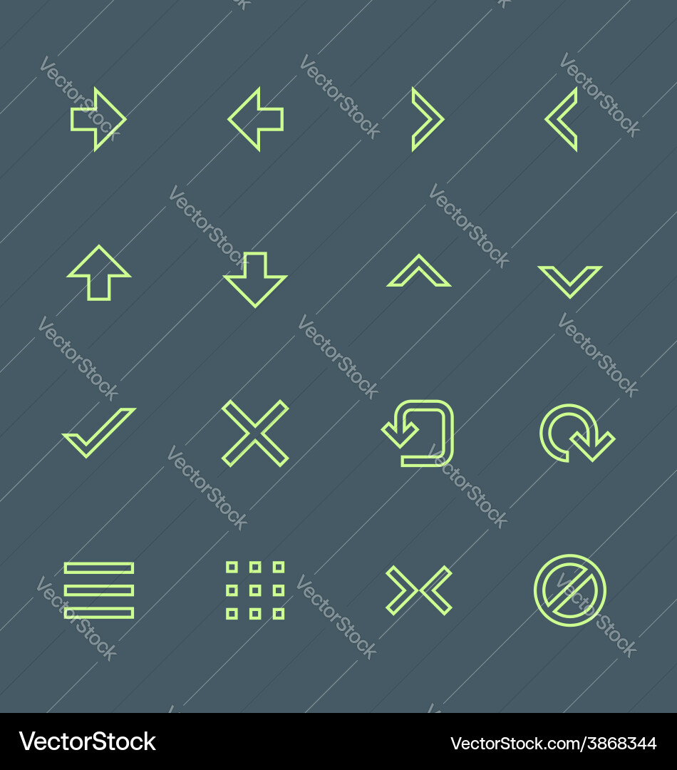 Green outline various navigation menu buttons Vector Image