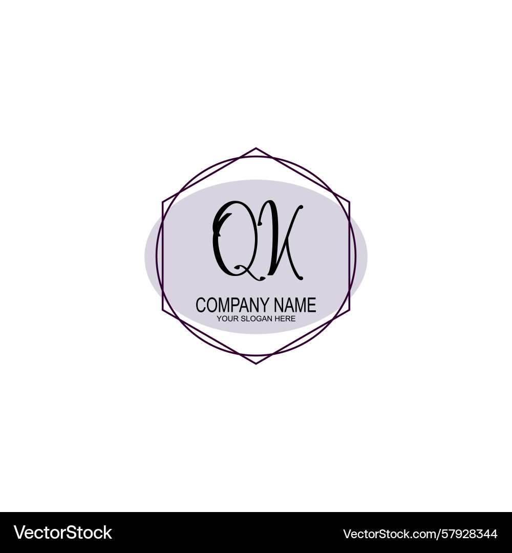 Handwriting logo concepts with initial qk Vector Image