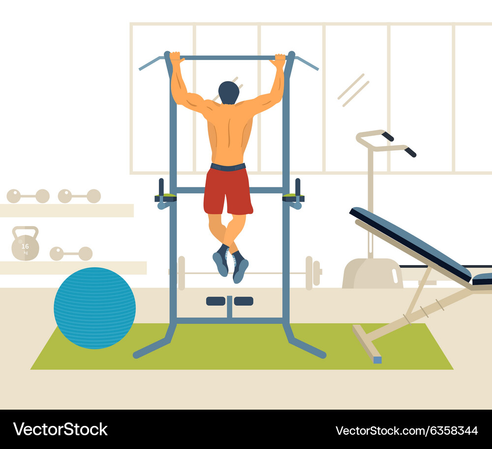 Man Performing Pull-Up Exercise Vector Image