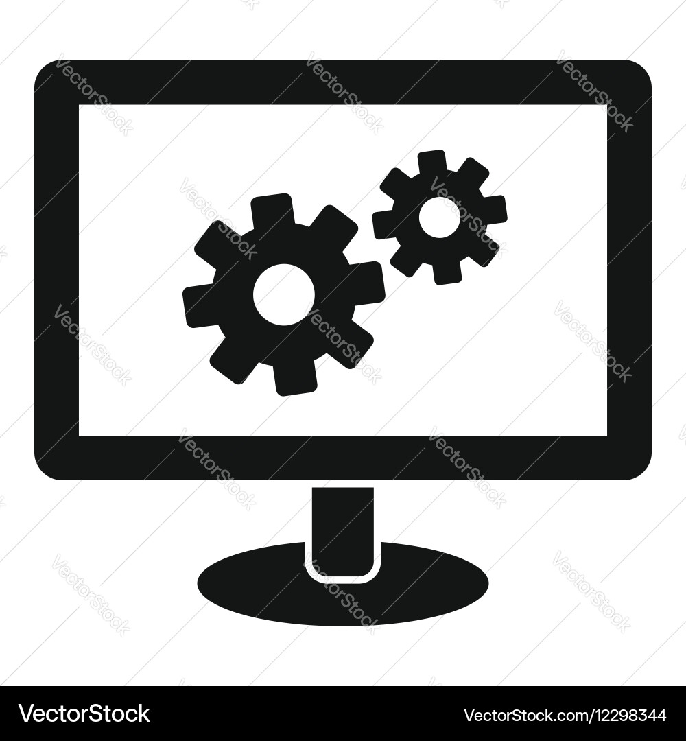 Monitor settings icon simple style vector image