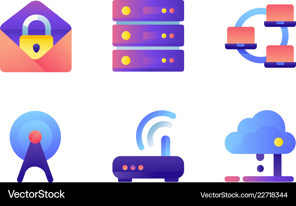Network & Web Icons - Database, Wi-Fi vector image