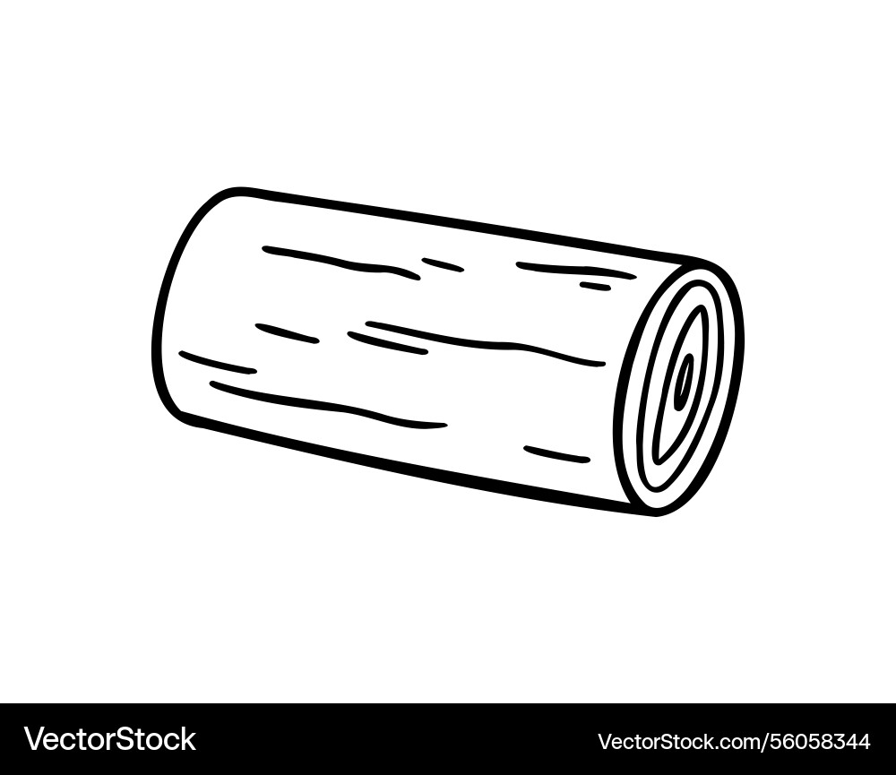 One single wood log doodle hand drawn icon One single wood log doodle hand drawn icon vector image