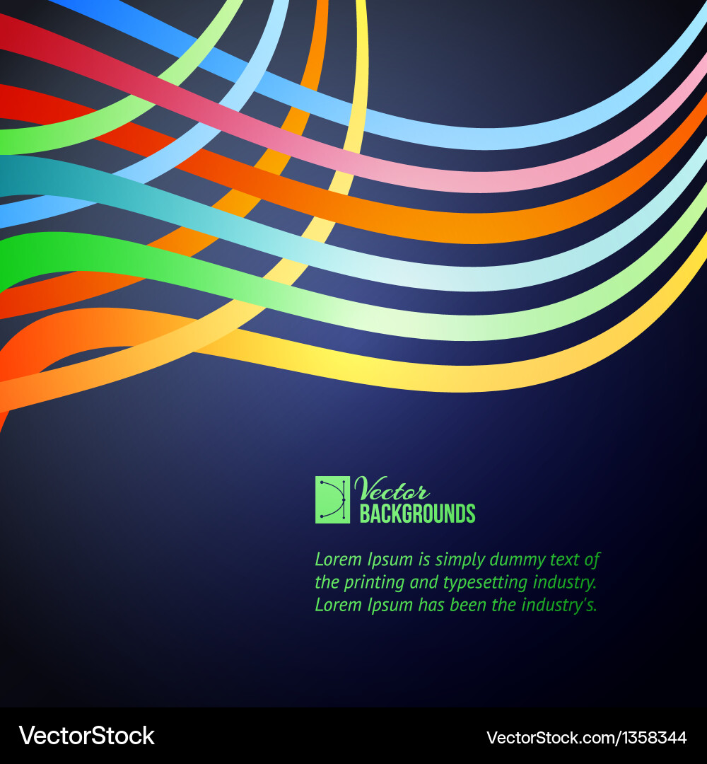 Rainbow lines over blue background Royalty Free Vector Image