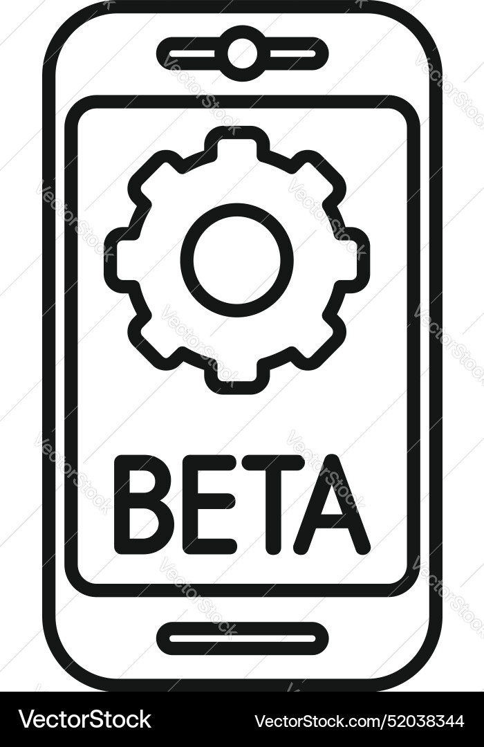 Smartphone showing beta version software with gear Smartphone showing beta version software with gear vector image