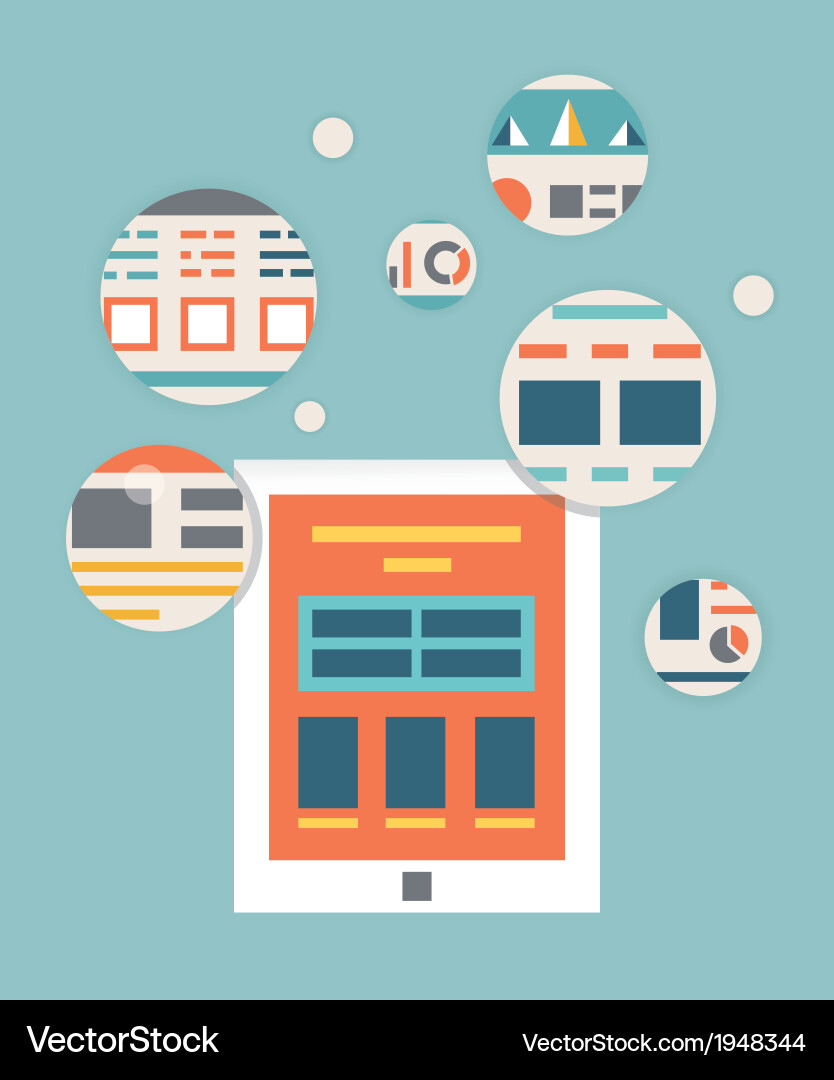 Tablet UI and Content Rendering Vector Image