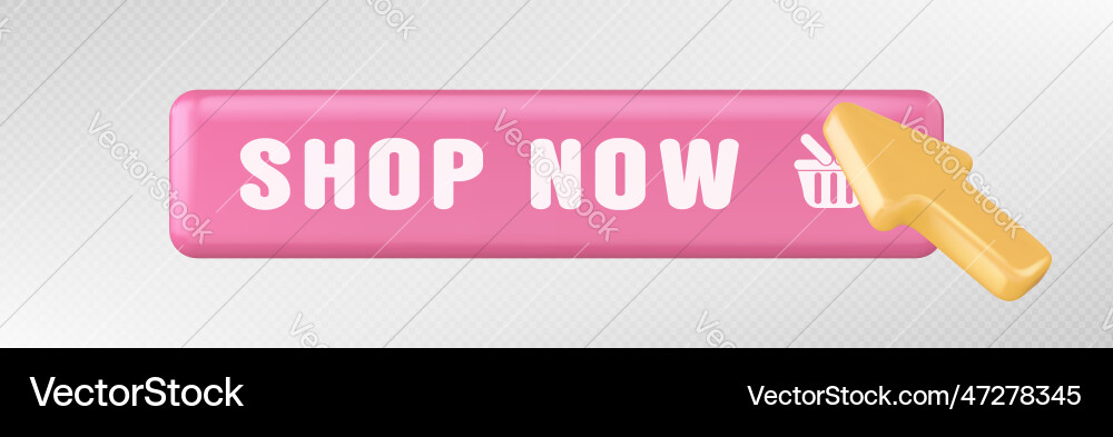 3d click on shop now button in online 3d click on shop now button in online vector image