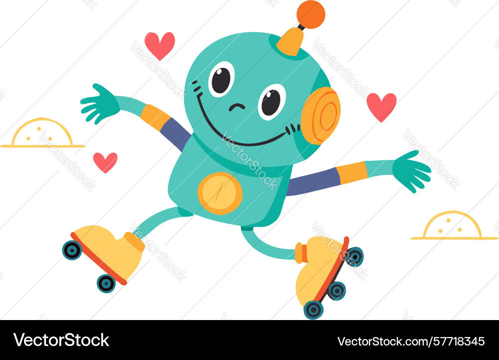 Agile robot skater dynamic tech character design Vector Image