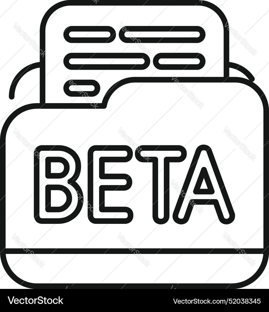 Beta version file folder representing software Beta version file folder representing software vector image